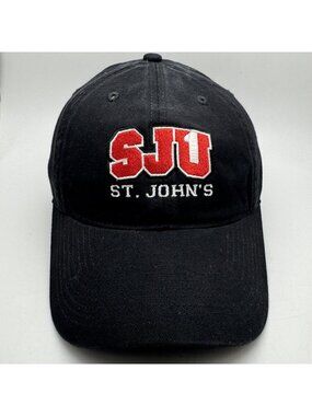 St. John's Red Storm SJU Hat Cap Embroidered Black Adjustable Legacy Athletic